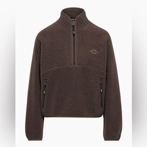 Aritzia TNA Bigfoot Polar ½ Zip Sweater Rich Mocha Brown